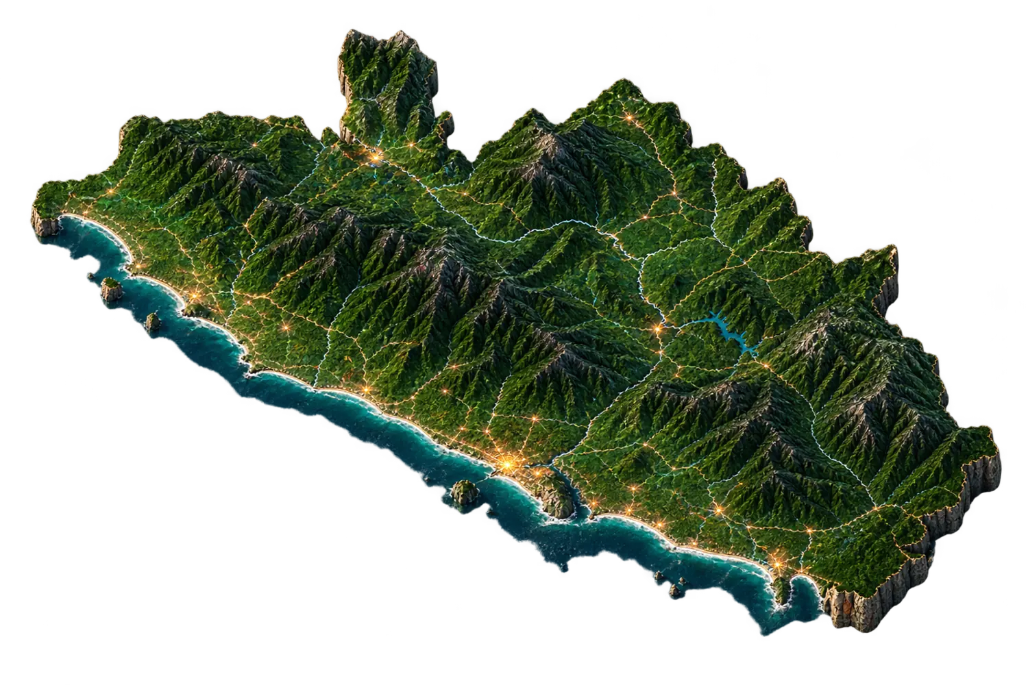 Mapa tridimensional del estado de Guerrero